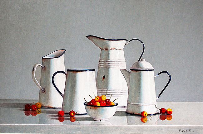 Vintage French Enamelware with Cherries by Peter Dee